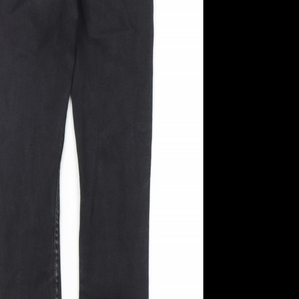 Brand and care label for Denim & Co. women’s black cotton skinny jeans, size UK 10, regular zip