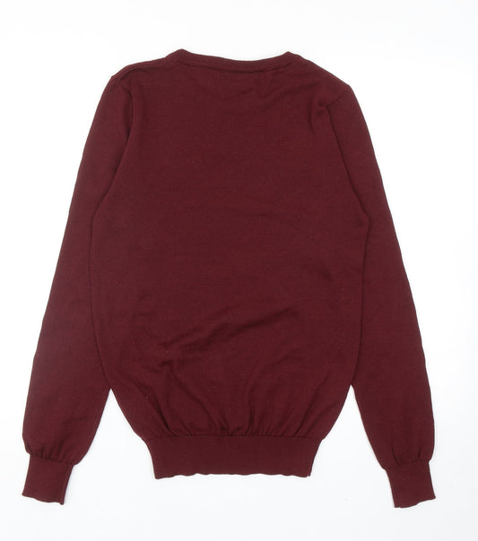 Brave Soul Mens Red Round Neck Polyester Pullover Jumper Size M