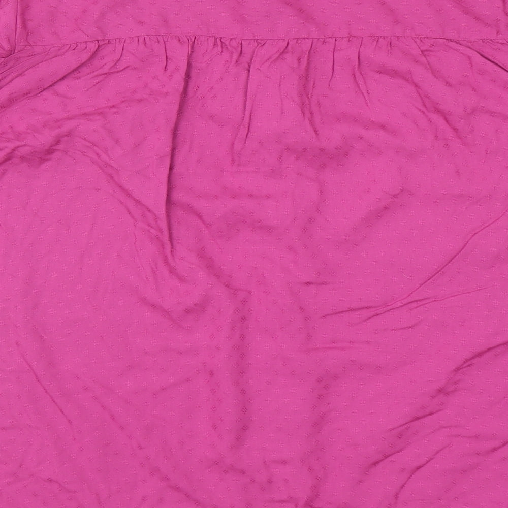 TU Womens Pink Viscose Basic Button-Up Size 14 Mock Neck