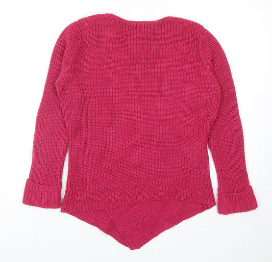 TU Womens Pink V-Neck Acrylic Pullover Jumper Size 12