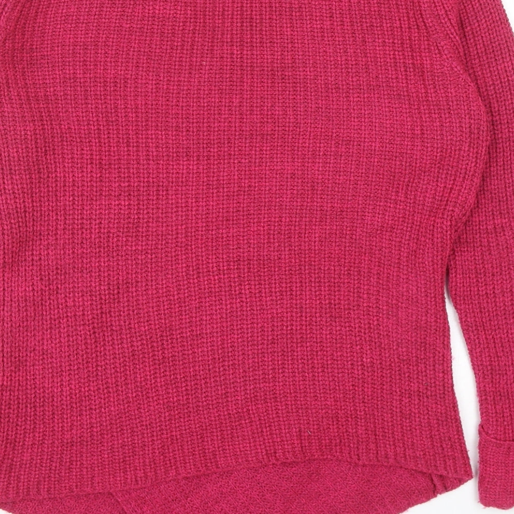 TU Womens Pink V-Neck Acrylic Pullover Jumper Size 12