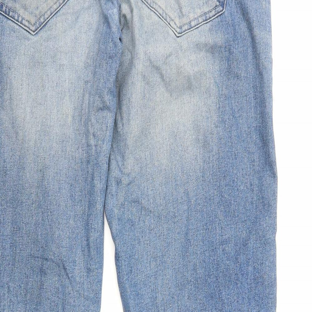 JBH Mens Blue Cotton Straight Jeans Size L Slim Zip