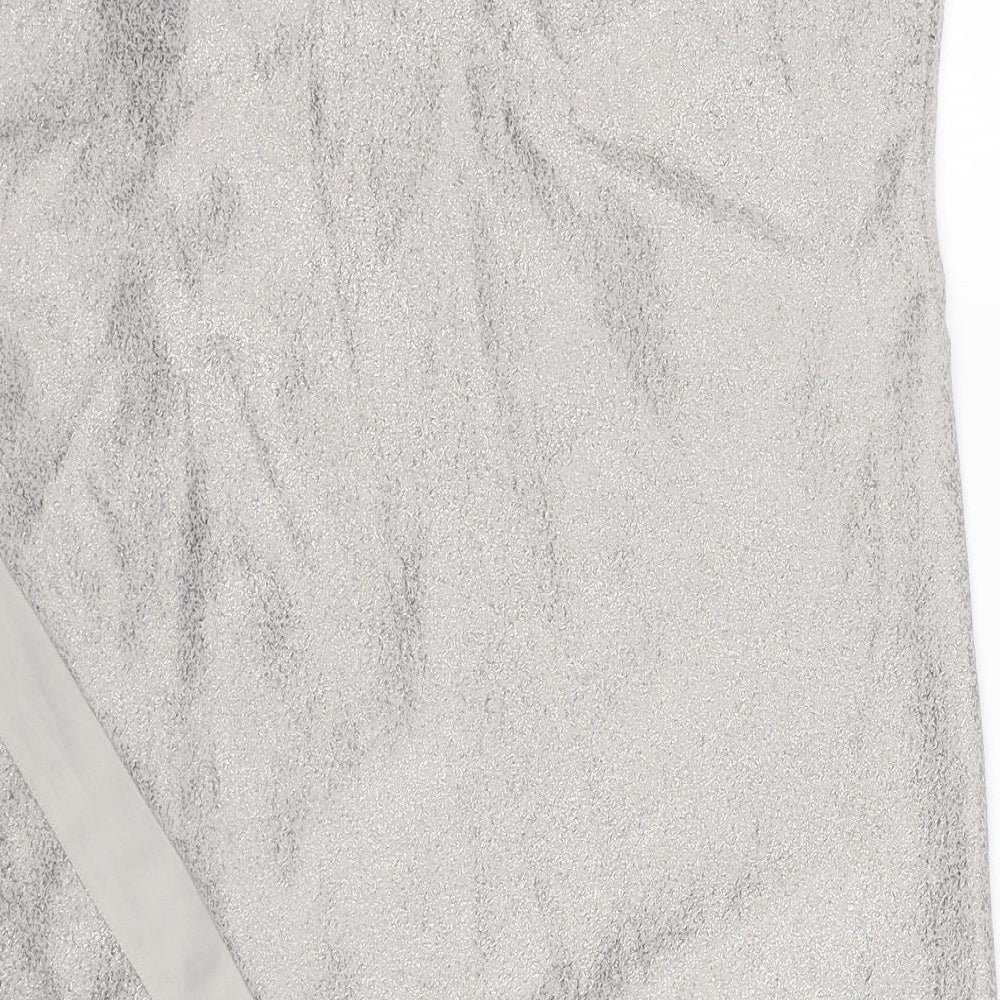 Oasis Womens Beige Polyester Basic Tank Size 10 Round Neck - Metallic Wrap Back Detail
