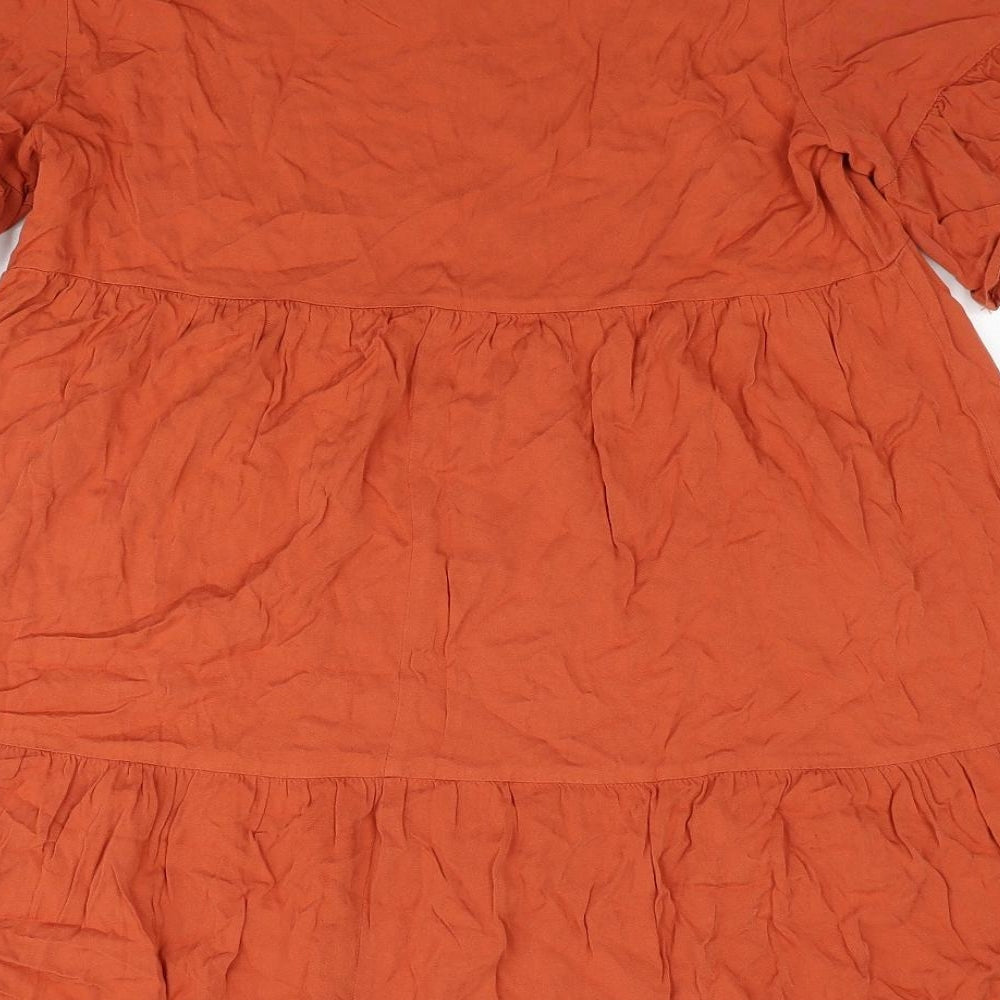 Cupshe Womens Orange Viscose A-Line Size S Sweetheart Tie