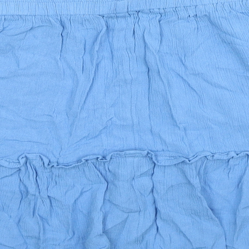 Primark Womens Blue Viscose Flare Skirt Size 6 Drawstring