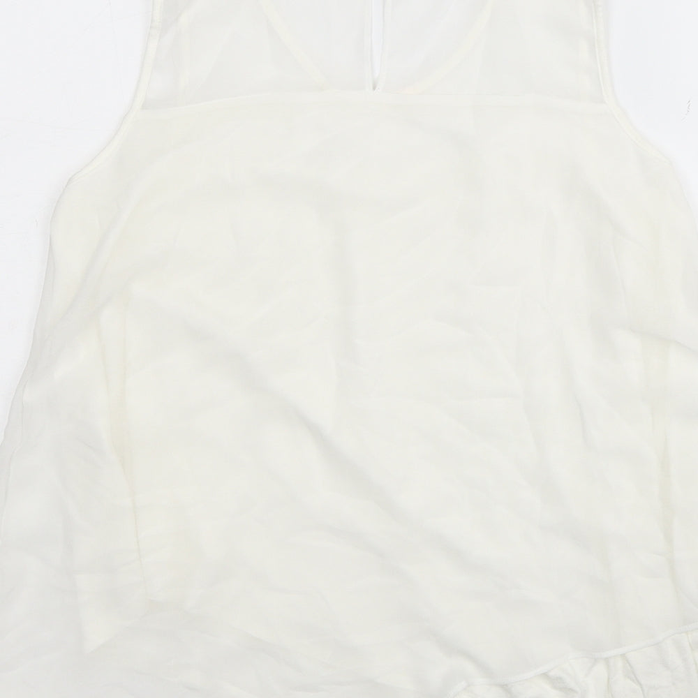 TU Womens White Polyester Basic Blouse Size 10 Scoop Neck