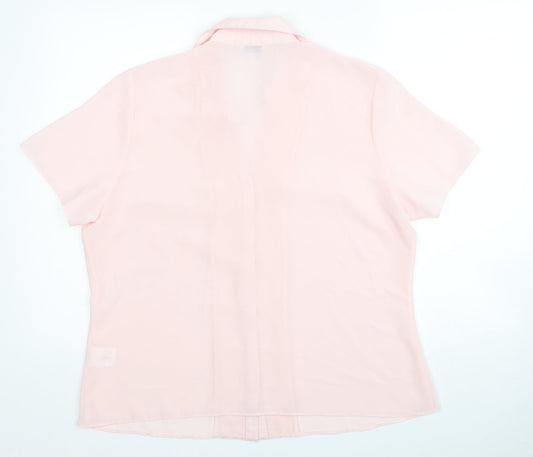 Classics Womens Pink Polyester Basic Button-Up Size 16 Collared