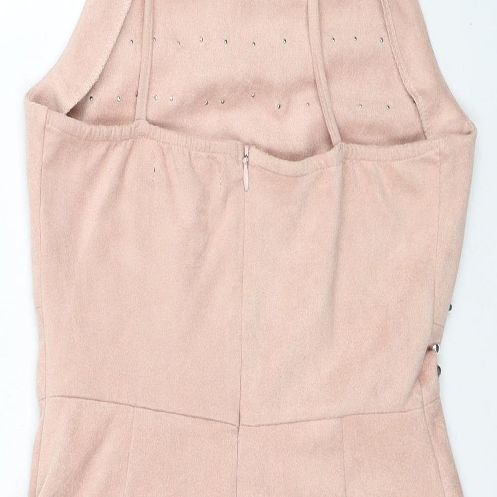 Missguided Womens Pink Polyester Playsuit One-Piece Size 6 Zip
