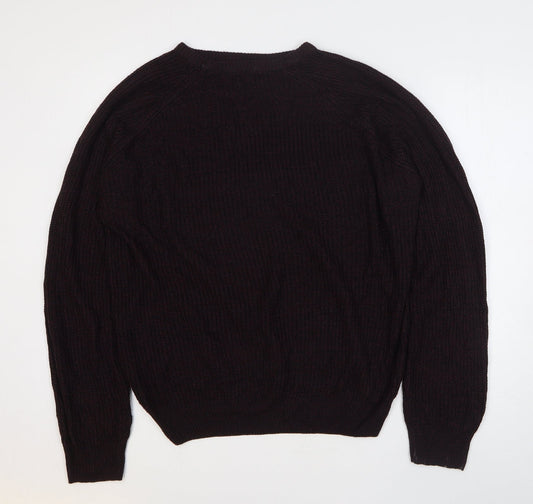 PEP&CO Mens Purple Round Neck Acrylic Pullover Jumper Size M