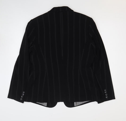 NEXT Womens Black Striped Polyester Jacket Blazer Size 16