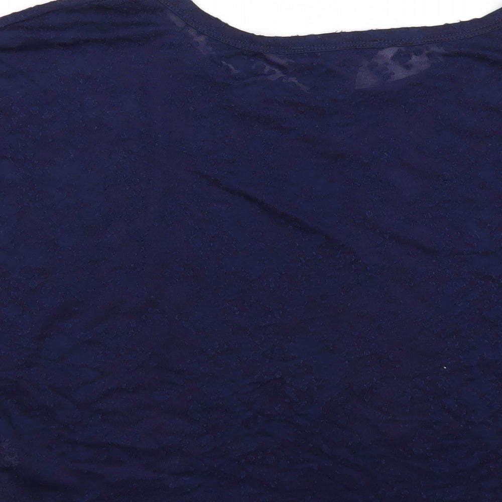 Primark Womens Blue Animal Print Polyester Basic T-Shirt Size 12 Scoop Neck - Snake Skin Print