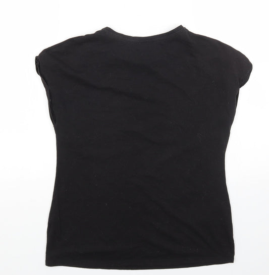 Papaya Womens Black Cotton Basic T-Shirt Size 10 Crew Neck - Little More Kindness