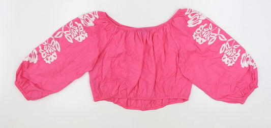 Womens UK Size 20 Marks and Spencer Pink Cropped Blouse