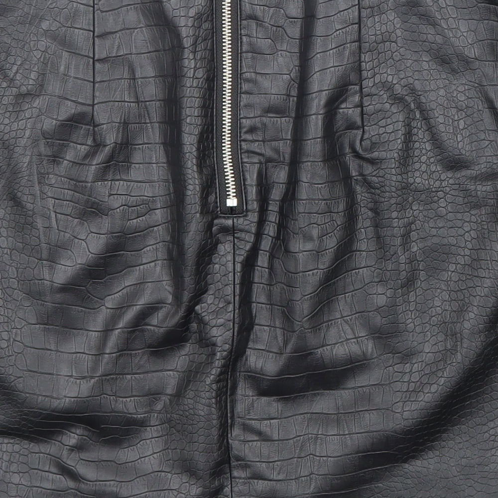 H&M Womens Black Polyester A-Line Skirt Size 38 in Zip
