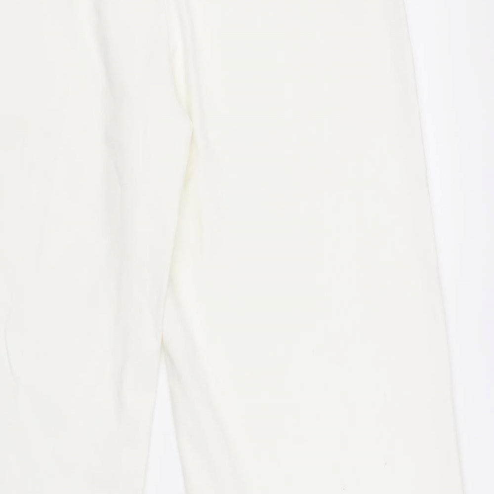 Bershka Womens White Cotton Trousers Size 36 in Regular Zip