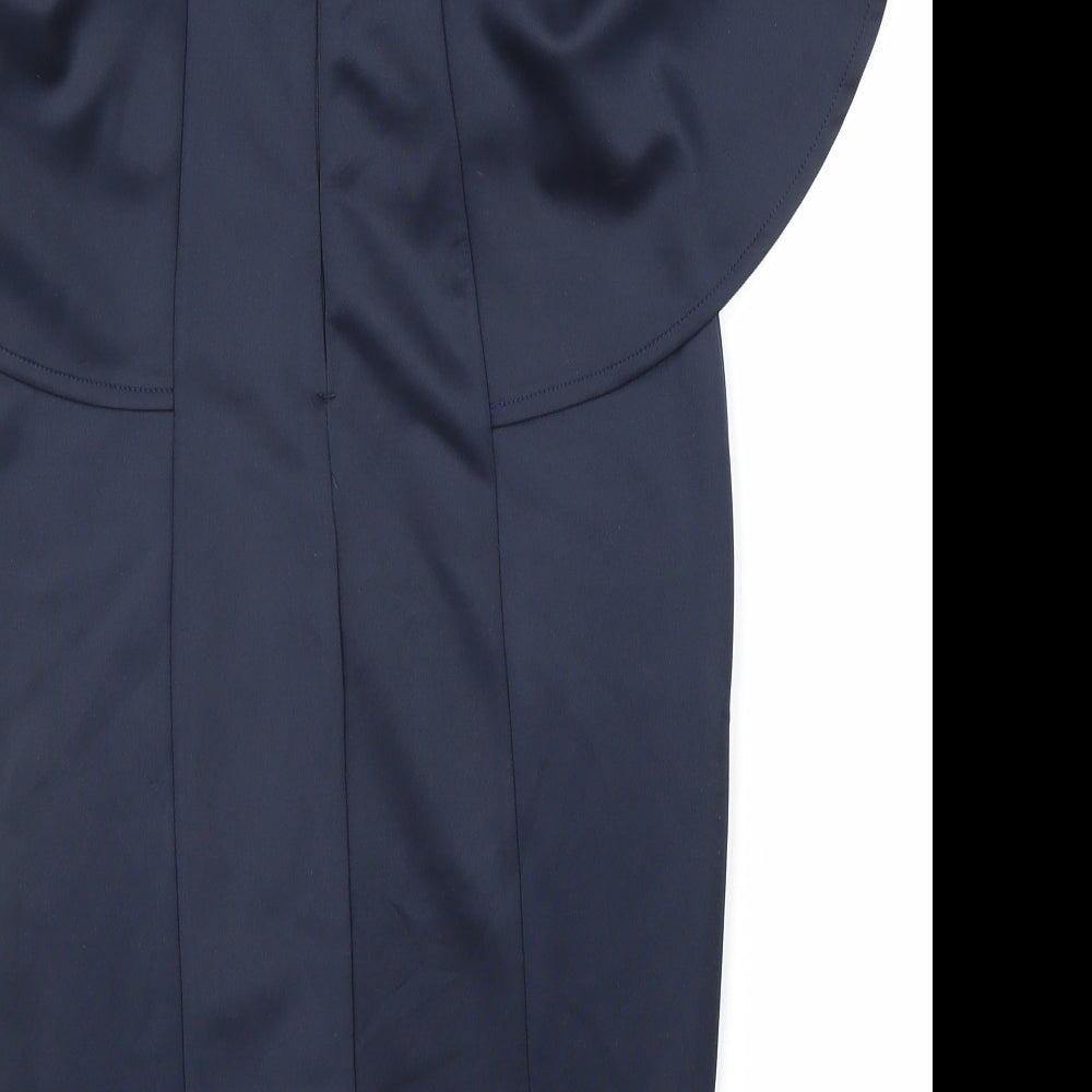 AX Paris Womens Blue Polyester Mini Size 8 Mock Neck Zip