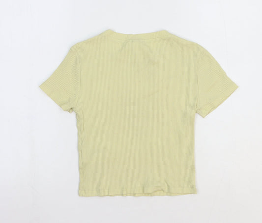 Womens UK Size 6 Divided Yellow Basic T-Shirt