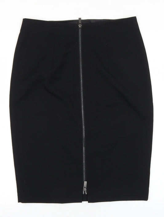 Marks and Spencer Womens Black Polyester Straight & Pencil Skirt Size 30 Zip