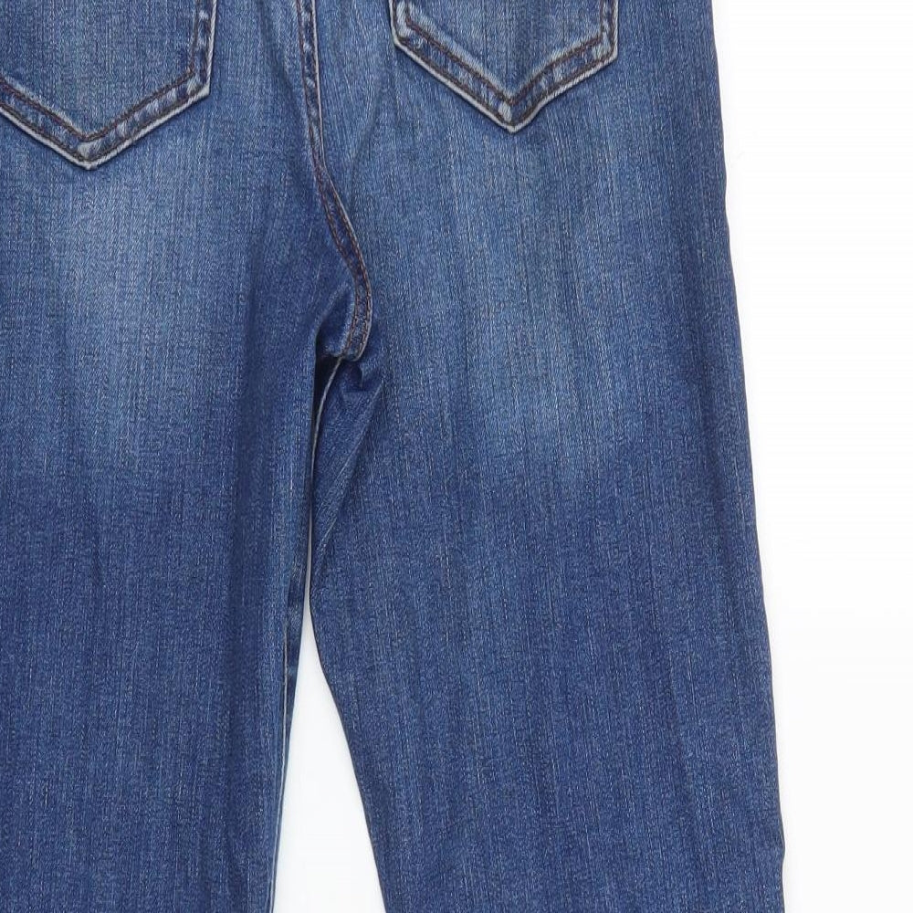 Topshop Womens Blue Cotton Straight Jeans Size 28 L30 in Regular Zip