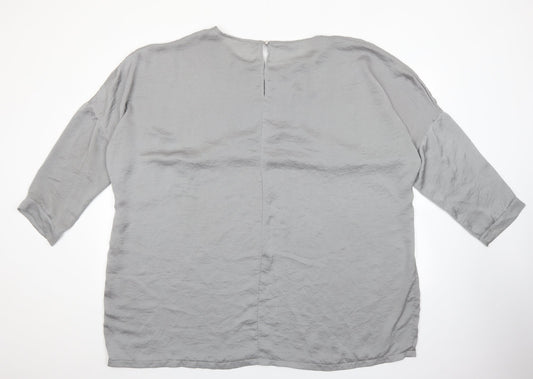 Missguided Womens Grey Polyester Basic Blouse Size 16 Round Neck