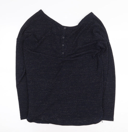 NEXT Womens Blue Polyester Basic T-Shirt Size 6 V-Neck