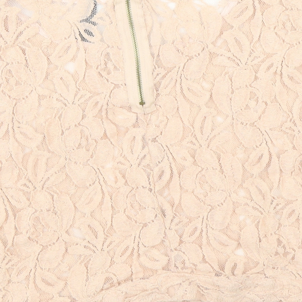 Influence Womens Pink Cotton Basic Blouse Size 12 Round Neck