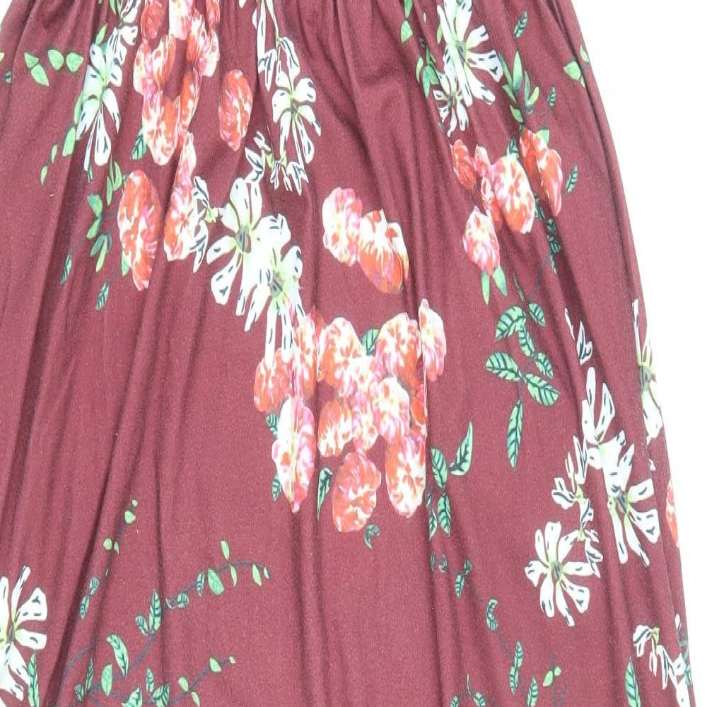 KidsForm Womens Red Floral Cotton Maxi Size M Scoop Neck Pullover