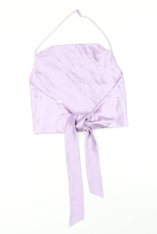 Womens UK Size L Zara Purple Cropped Blouse