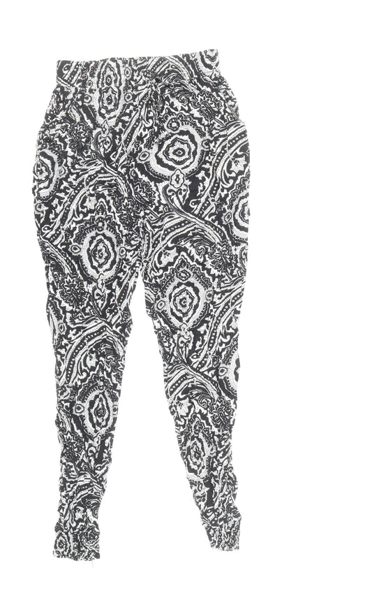 Womens UK Size S Quiz Regular Fit Black Trousers