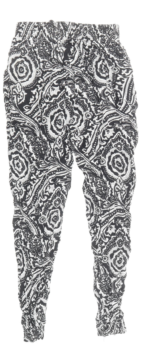 Womens UK Size S Quiz Regular Fit Black Trousers