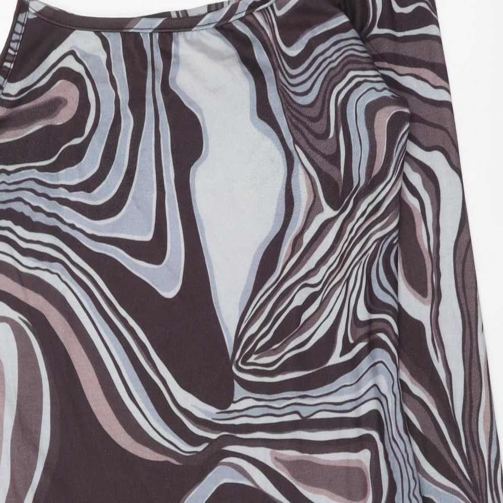 SheIn Womens Multicoloured Geometric Polyester Mini Size L One Shoulder Pullover