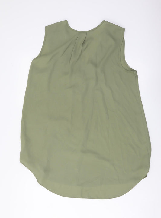 F&F Womens Green Polyester Basic Tank Size 10 V-Neck