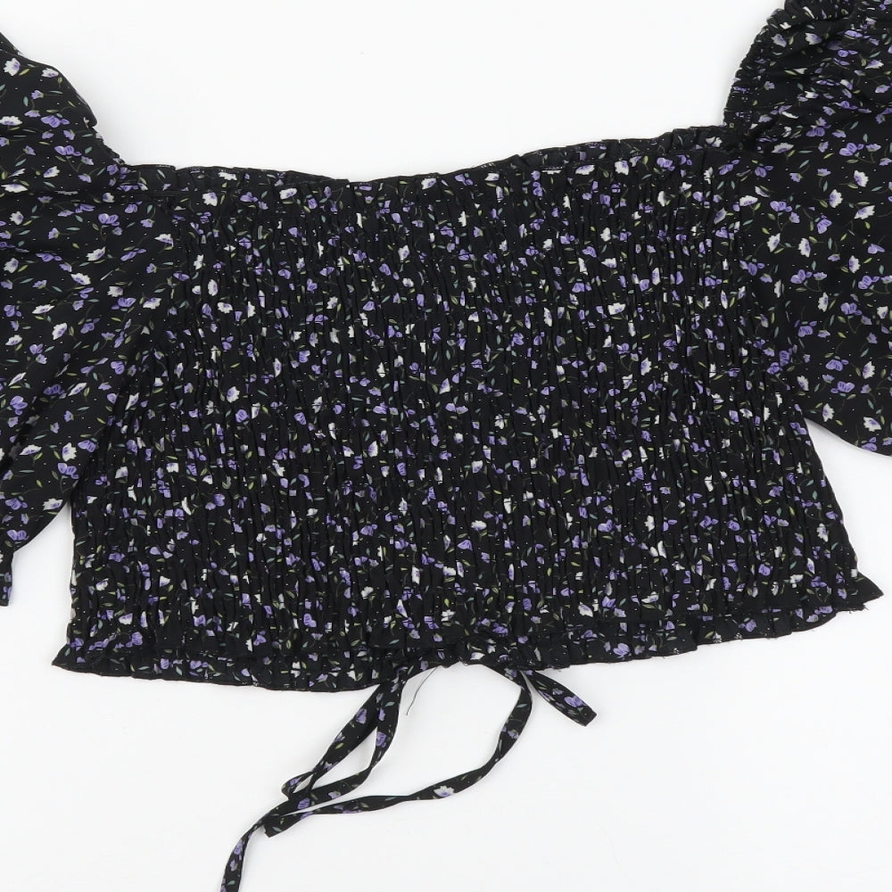 Womens UK Size 12 Urban Black Cropped Blouse