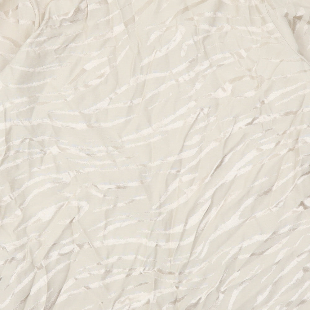 F&F Womens Beige Geometric Polyester Basic Blouse Size 10 V-Neck