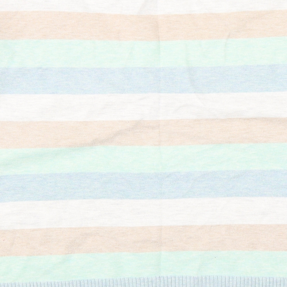 b.young Womens Multicoloured V-Neck Striped Acrylic Pullover Jumper Size XL