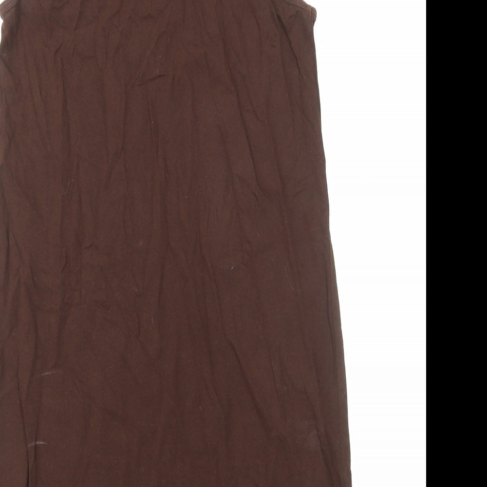 SheIn Womens Brown Cotton Tank Dress Size M Scoop Neck Pullover