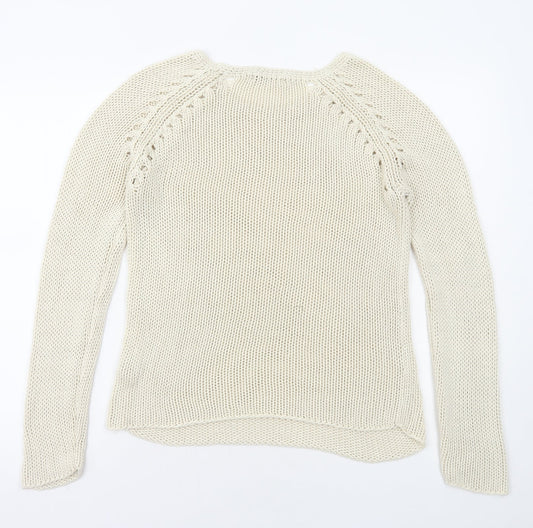 George Womens Beige Round Neck Acrylic Pullover Jumper Size 12