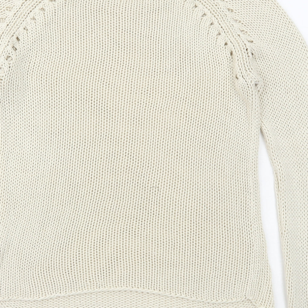 George Womens Beige Round Neck Acrylic Pullover Jumper Size 12