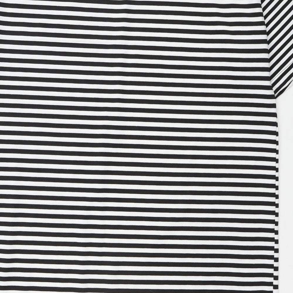 Bigdart Womens Black Striped Polyester T-Shirt Dress Size 8 Crew Neck Pullover