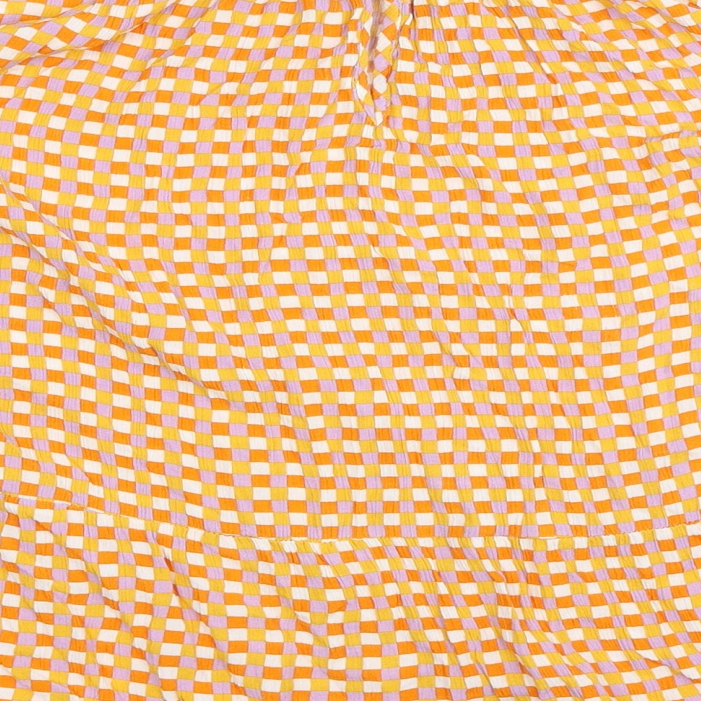 TU Womens Orange Geometric Viscose Basic Blouse Size 18 Round Neck