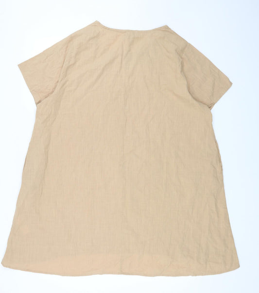 Womens UK Size M Apricot Beige Basic Blouse