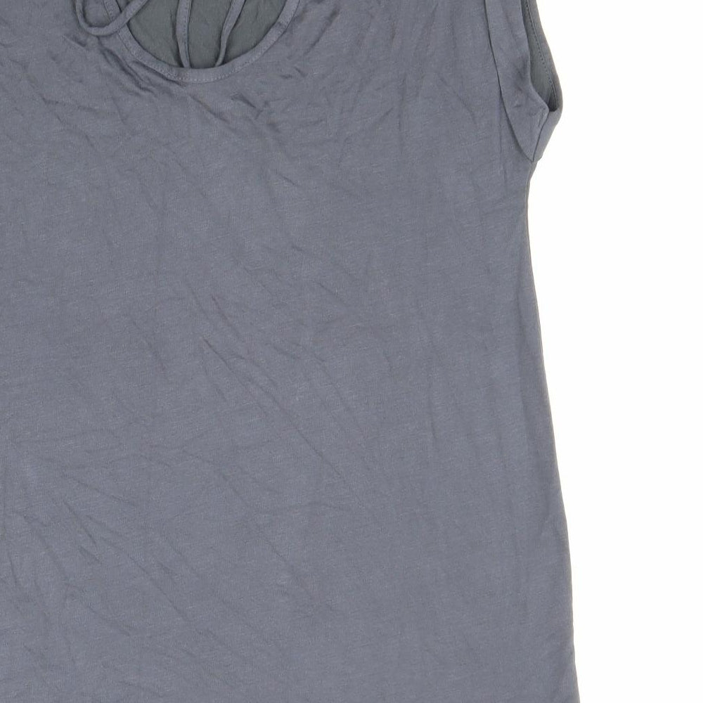 BONMARCHE Womens Grey Modal Basic T-Shirt Size 10 Round Neck - Metallic Detail