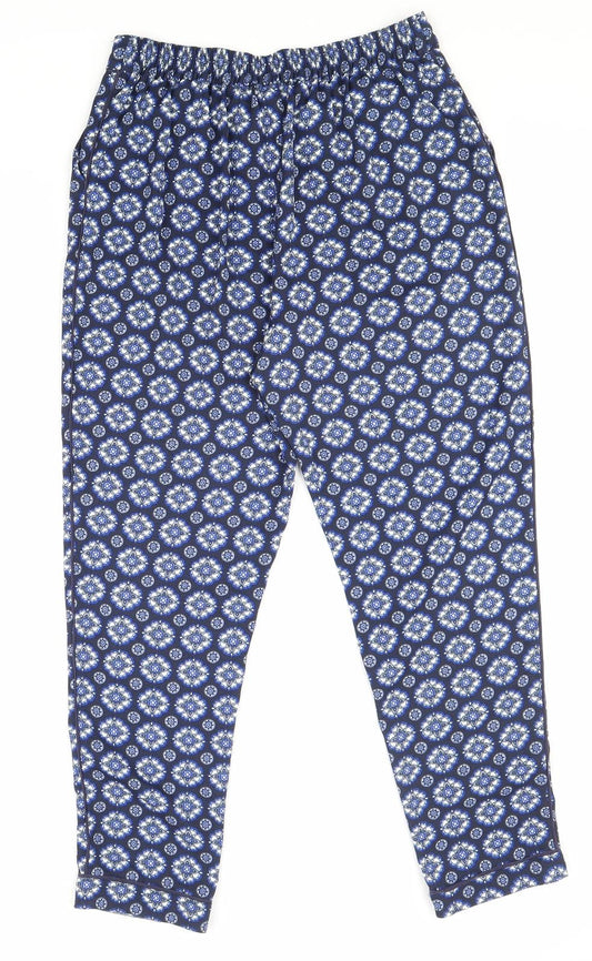 Phase Eight Womens Blue Geometric Polyester Trousers Size 10 Regular