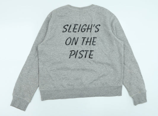 H&M Womens Grey Cotton Pullover Sweatshirt Size M Pullover - Christmas Jumper