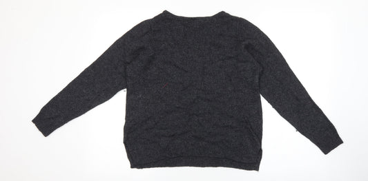 Monsoon Womens Grey Round Neck Cotton Pullover Jumper Size 14
