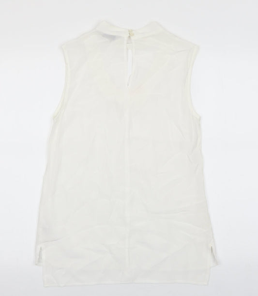 Nutmeg Womens White Polyester Basic Blouse Size 8 V-Neck