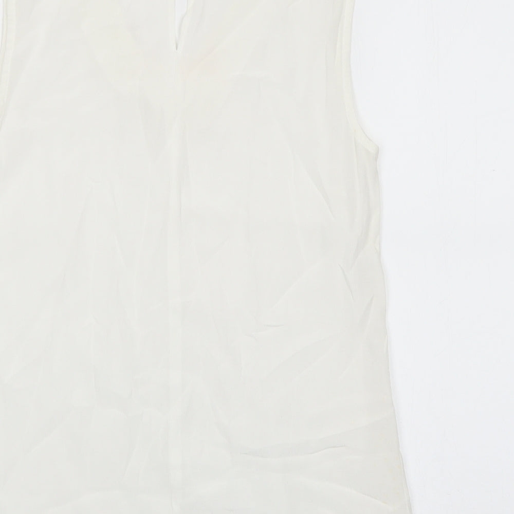 Nutmeg Womens White Polyester Basic Blouse Size 8 V-Neck