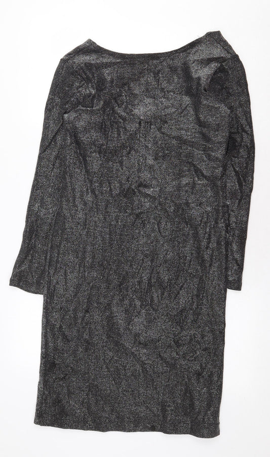 Preworn Womens Silver Nylon Shift Size 16 Scoop Neck Pullover