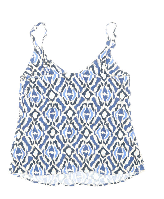 F&F Womens Blue Geometric Viscose Camisole Tank Size 10 V-Neck