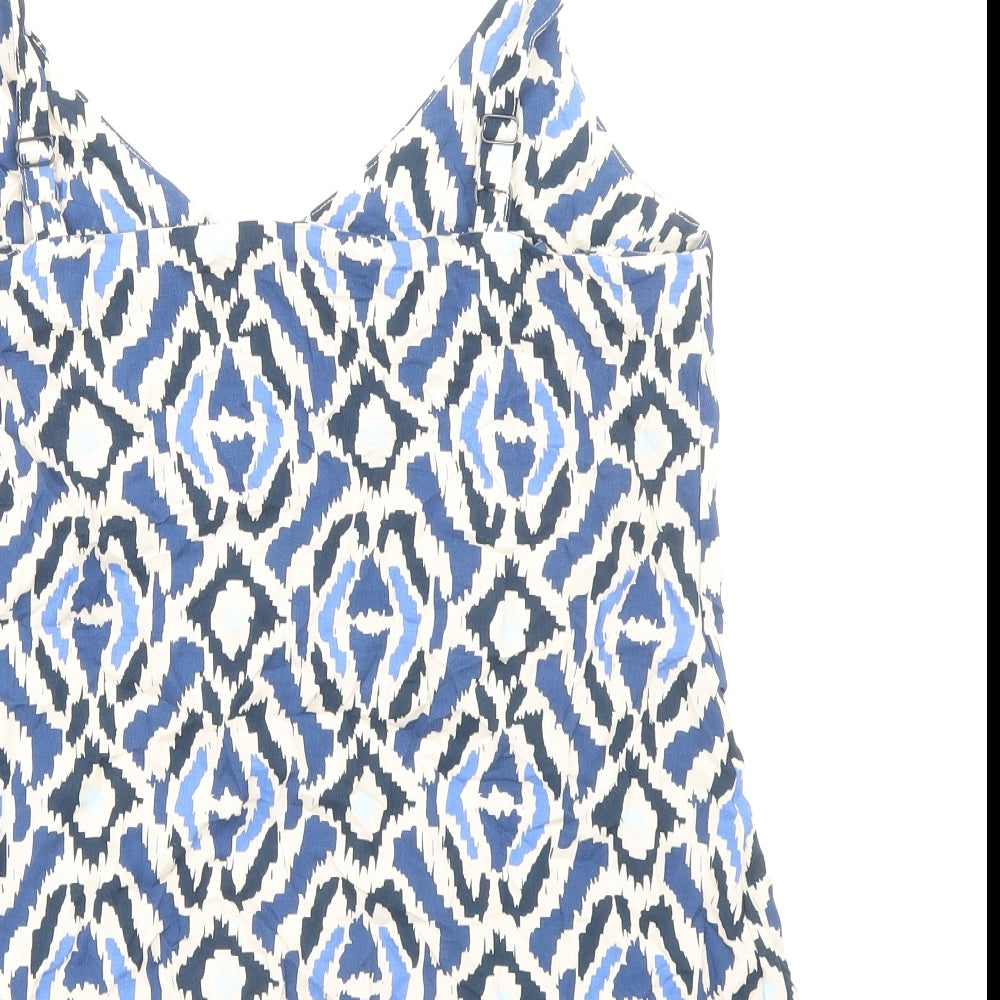 F&F Womens Blue Geometric Viscose Camisole Tank Size 10 V-Neck